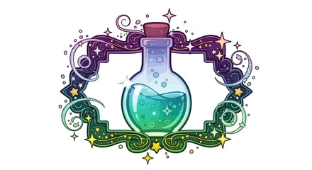 Fototapeta premium Magical Potion Bottle with Stars and Swirls - Mystical Elixir