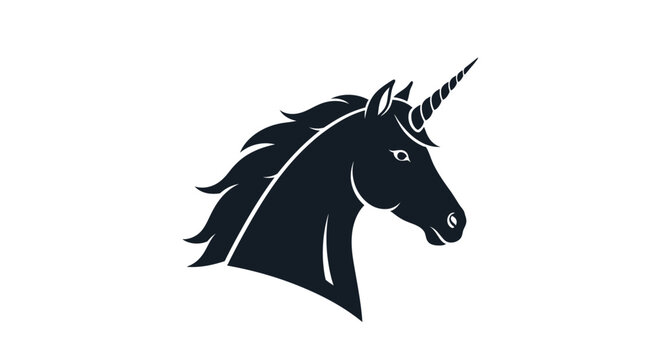 Mystical Unicorn Head Silhouette, Fantasy Creature Profile, Mythical Horse Icon