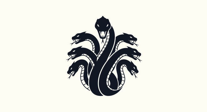 Mythical Hydra Monster Symbol, Multi-Headed Serpent Icon, Dark Fantasy Emblem