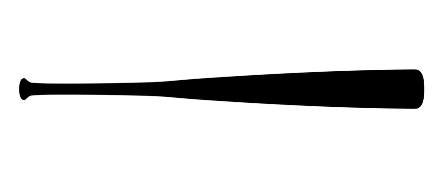 : Baseball Bat Silhouette Vector on White Background