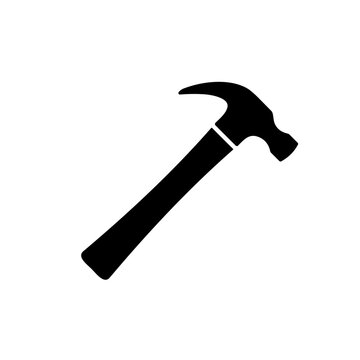 : Hammer Tool Silhouette Vector on White Background