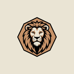 Obraz premium Lion Face Illustration Closeup Portrait.