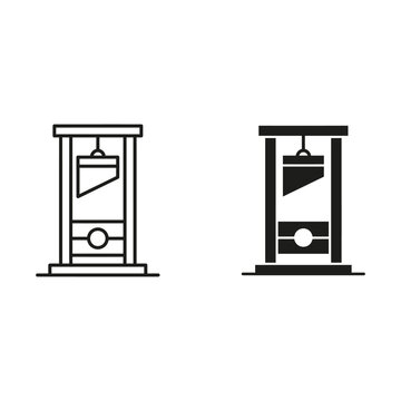 Two guillotines are shown in line art style side by side