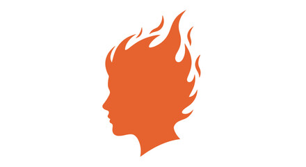 Silhouette of a woman's head with fiery hair, symbolizing passion and creativity © nikmah