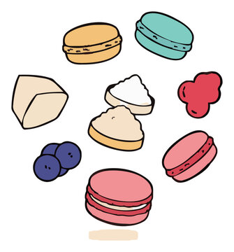 Colorful french macaron set isometric vector illustr.... Generative AI