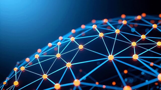 Blue lines and orange nodes abstract network