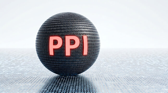 Digital sphere with binary code and PPI text