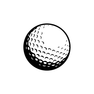 : Realistic Golf Ball Silhouette Vector on White Background
