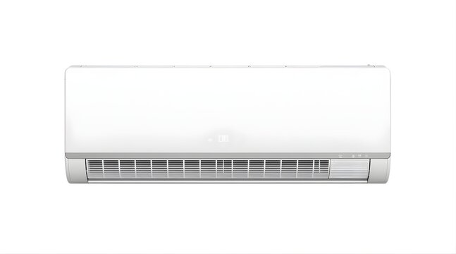 White Air Conditioner Unit Isolated on White Background.