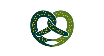 Fototapeta premium Colorful Twisted Pretzel Logo with Sparkling Dots Design.