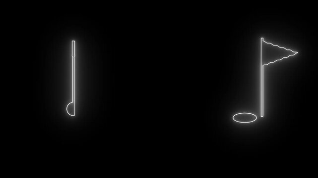 A video showcasing a creative music note and eighth note design on a black background