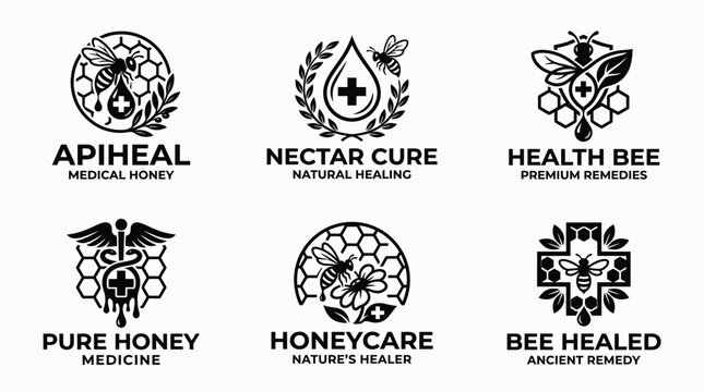Black and white bee logo designs.