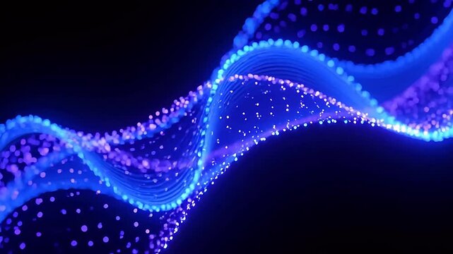 Flowing blue and purple light waves