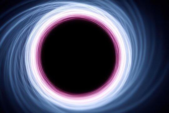 Abstract illustration of a black hole with vibrant swirling colors.