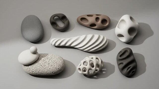 A collection of uniquely shaped stones.