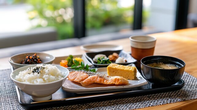 japanese cuisine, breakfast set