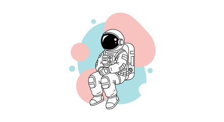 Fototapeta premium Astronaut in Space Suit Sitting Down.