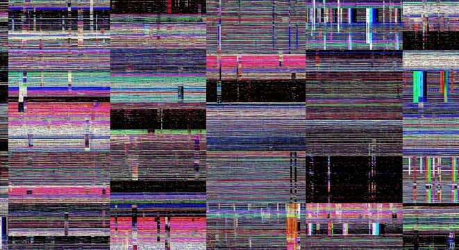 Colorful Digital Glitch Pattern Forming Horizontal Blocks on Dark Background