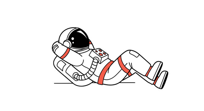 Astronaut in Space Suit Relaxing.