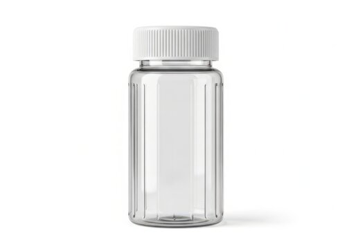 Clear glass bottle with white screw cap