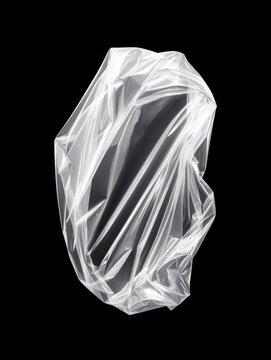 Abstract transparent plastic wrap creating an intriguing sculptural form.