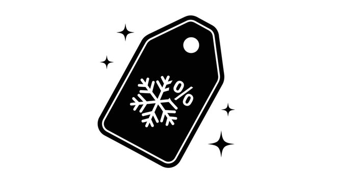 Winter Sale Tag with Snowflake and Sparkles Icon