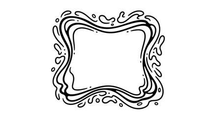 Abstract Swirl Border Frame - Hand Drawn Black and White Design Element © heri
