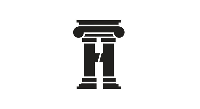 Ancient Column Icon, Ionic Order, Architectural Symbol, Vector Art