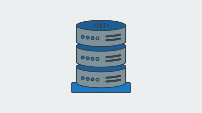 A digital illustration of a stack of three connected computer server units