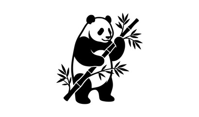 Playful panda hugging bamboo stalk cartoon flat vector character isolated on white background © Md Humaun