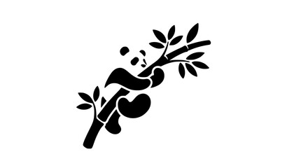 Modern geometric panda carrying bamboo branch abstract animal silhouette vector isolated on white background © Md Humaun
