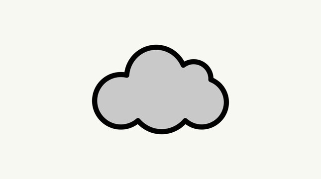 A simple illustration of a fluffy grey cloud on a plain background