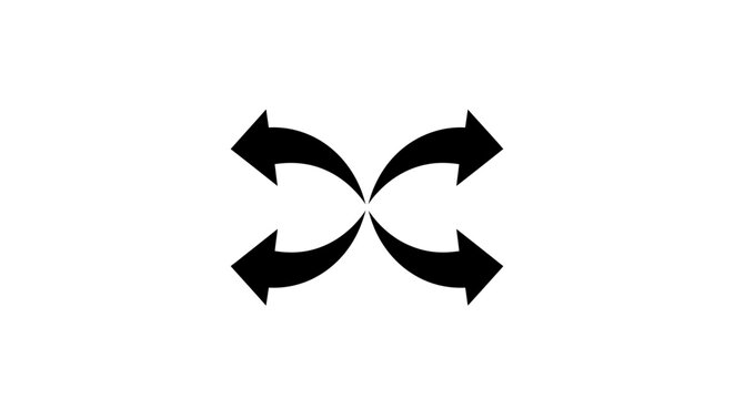Abstract illustration of four arrows pointing inwards symbolizing convergence or exchange