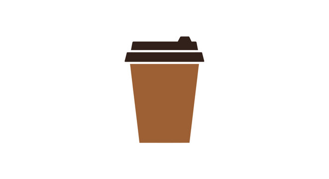 Minimalist Graphic Depiction of a Coffee Cup with Lid in Flat Design Style