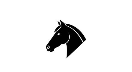 Fototapeta premium Black Horse Head Silhouette Vector Icon, Elegant Animal Design