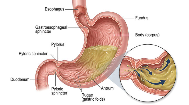 Human stomach anatomy diagram
