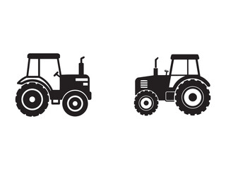 Obraz premium Two black tractor silhouettes side by side on white background for illustration and design use