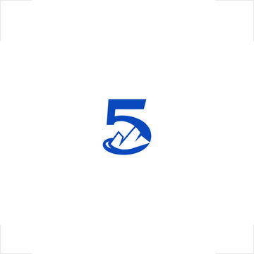 unique number 5 mountain monogram logo represents outdoor adventure, making it absolutely perfect for tourism agencies, extreme sports apparel, nature exploration corporate groups, and minimalist trav