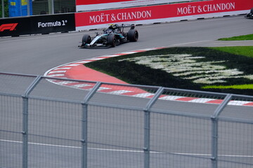 Obraz premium May 25, 2026, Montreal, Canada, Mercedes F1 car driven by Antonelli and Russell during Formula 1 action. g.