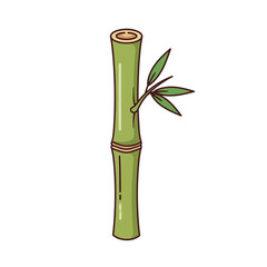 Fototapeta premium Green Bamboo Stalk with Leaves, Simple Illustration, Isolated