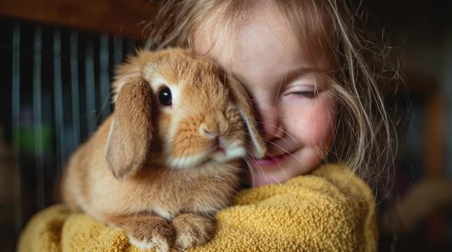little girl and rabbit