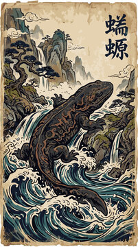 Salamander. Ancient Chinese painting