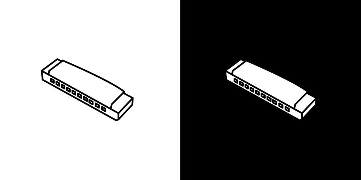 black and white illustration of harmonica icon
