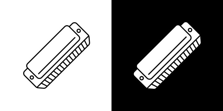 black and white illustration of harmonica icon