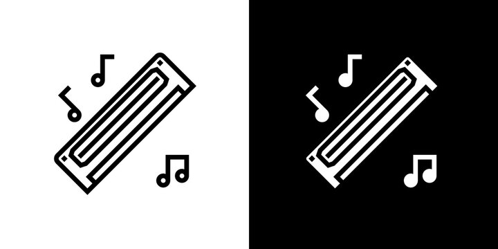 black and white illustration of harmonica icon