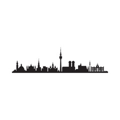 Fototapeta premium City skyline silhouette against a white background