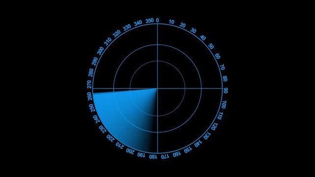 Digital searching system animation with radar scanning security concept icon, signal waves and search interface visualization. 4K Motion Graphics video