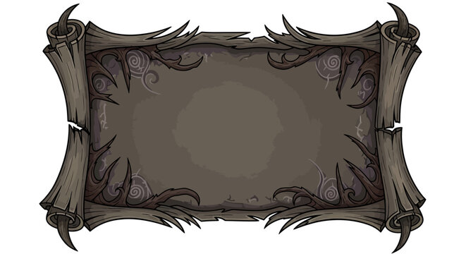 Mysterious Scroll Frame Border with Dark Ornate Design and Ancient Texture