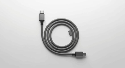 Modern USB-C Cable Coiled on White Background © rohmat