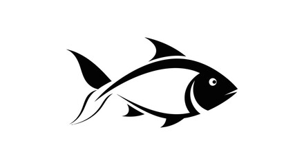 Obraz premium Stylized Fish Icon Silhouette, Black and White Aquatic Animal Graphic